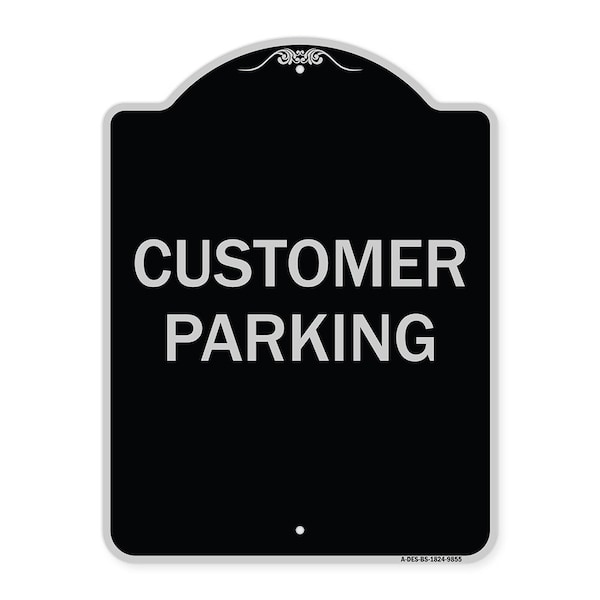 Signmission Designer Series Sign-Customer Parking, Black & Silver Heavy-Gauge Aluminum, 24" x 18", BS-1824-9855 A-DES-BS-1824-9855 - main